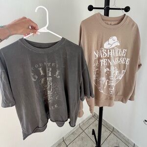 Bundle!! Cowgirl western style tshirt(XL) and crewneck sweatshirt (L)